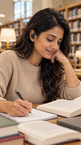 Customer wearing JetNod Quiet earplugs