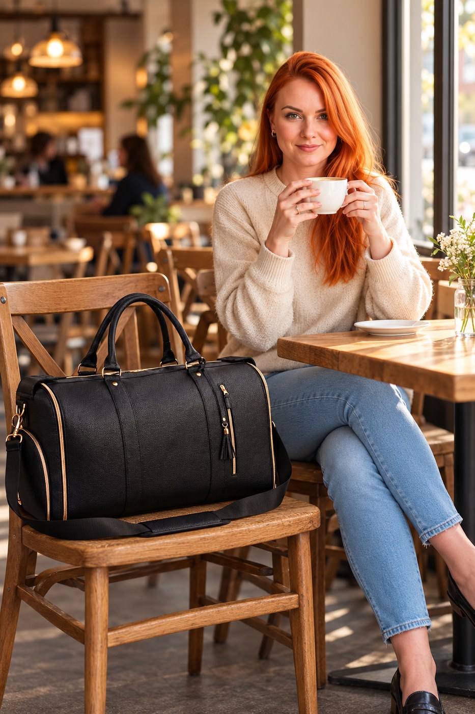 Traveler with the JetNod travel bag