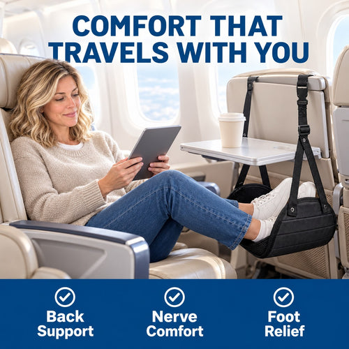 Comfort that travels with you: resting feet in the foot hammock on a flight