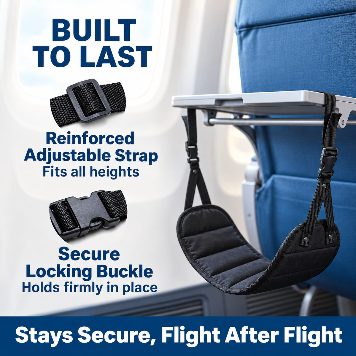 Reinforced adjustable strap and secure locking buckle