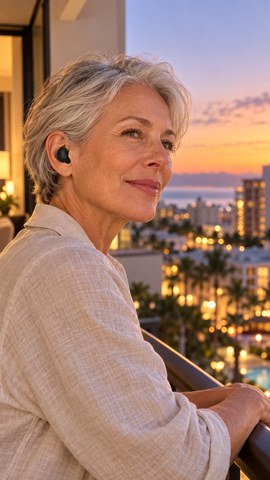 Customer wearing JetNod Quiet earplugs