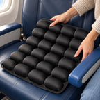 Placing the cushion on an airplane seat