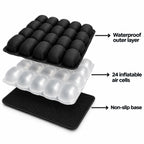 Cushion layers: waterproof outer layer, 24 air cells, non-slip base